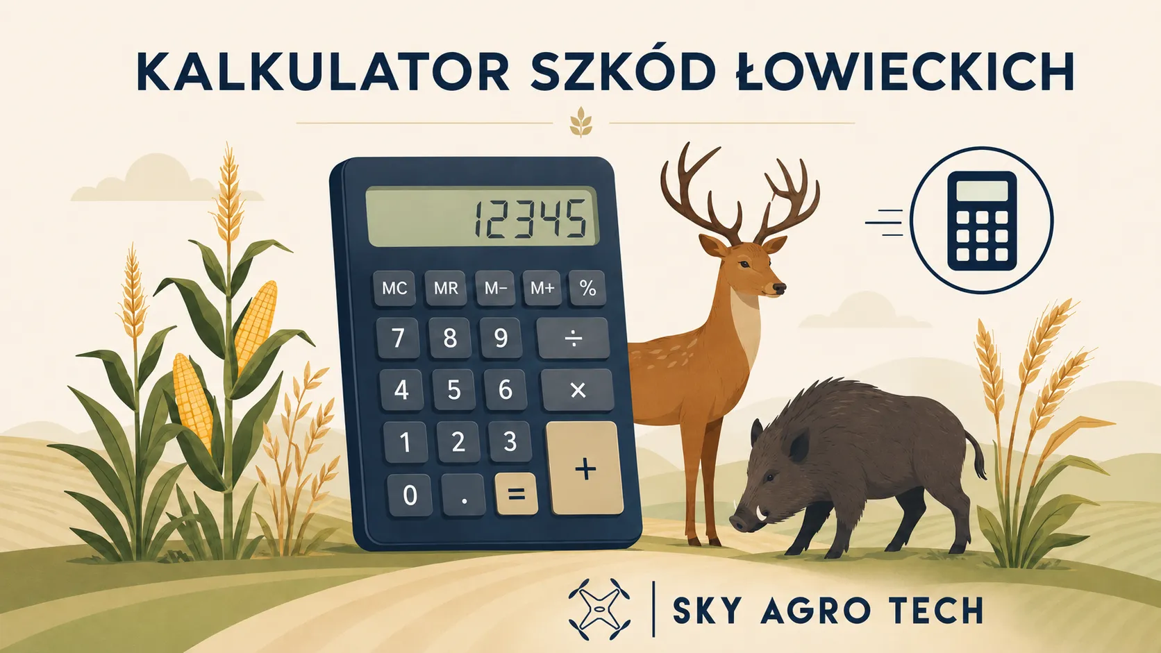 Ilustracja kalkulatora szkód łowieckich Sky Agro Tech